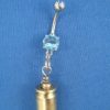 .380 ACP Belly Button Ring With Pronged Rhinestone