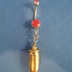 .380 ACP Belly Button Ring with Round Rhinestone