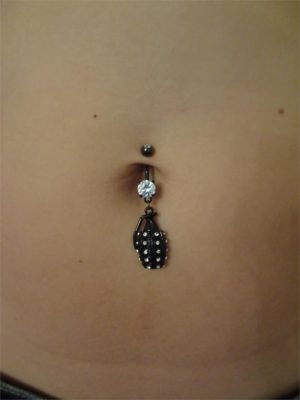 Black Grenade Belly Button Ring