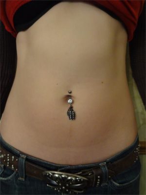 Black Grenade Belly Button Ring