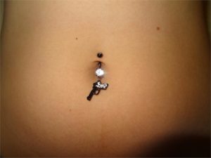 Black Handgun Belly Button Ring