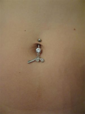 Bling Silver Revolver Belly Button Ring