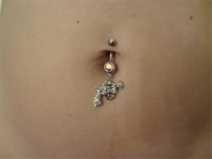 Silver & Light Pink .38 Special Belly Button Ring