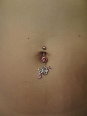 Silver & Pink .38 Special Belly Button Ring