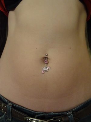 Silver & Pink .38 Special Belly Button Ring