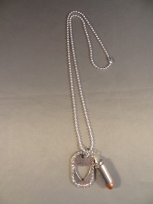 .45 ACP Necklace with Rhinestone Heart Dog Tag 4