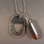 .45 ACP Necklace with Rhinestone Heart Dog Tag 1