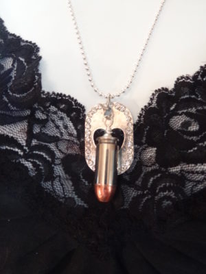 .45 ACP Necklace with Rhinestone Heart Dog Tag 3