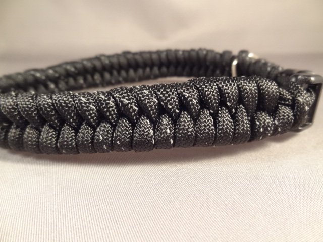 Reflective Paracord Dog Collar-Fishtail Weave | High Caliber Creations