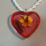 Resin heart necklace with loved one's hair