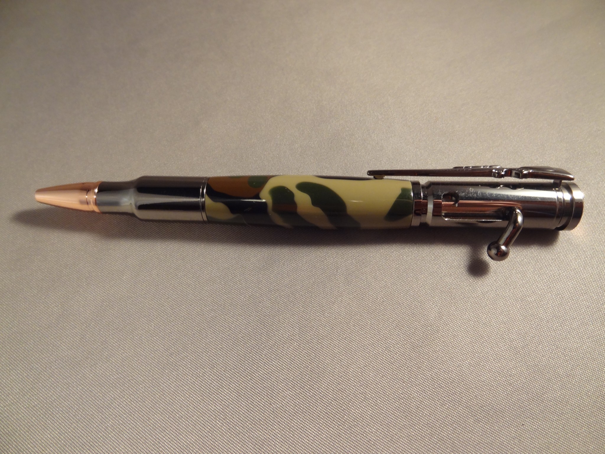 Pen - Bolt Action - Brass finish, hand turned in Desert Camo Acrylic ...