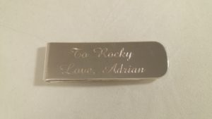 Sample Engraving on Back of .50 Caliber Money Clip