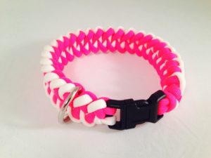Glow-in-the-dark white and Neon Pink Dog Collar