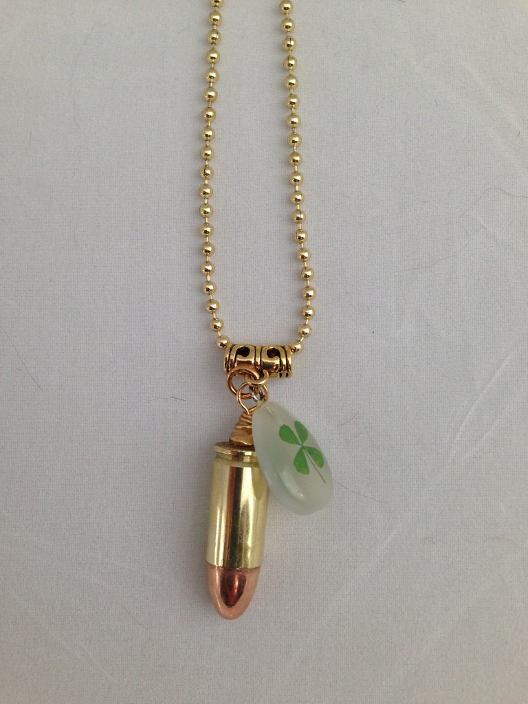 Lucky Shot Necklace 9mm Brass Cartridge High Caliber Creations