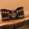 Leather Cuff Bracelet-Black with 9 mm Case Head Attached to Celtic Cross - Image 2