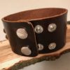 Brown Leather Cuff Bracelet with Decorative Center Link and a .357 Magnum Case Head - Image 2